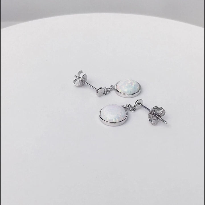 Fashion  Round Opal Drop Earrings