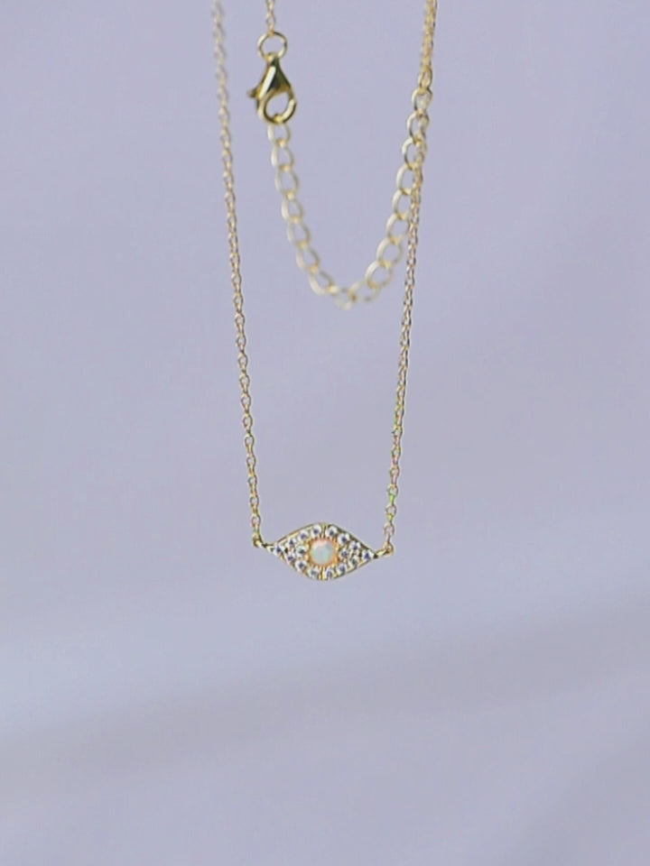 Opal Zircon Evil Eye Necklace