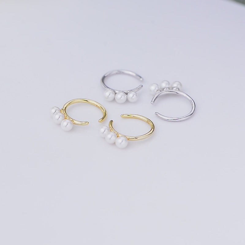 Fashion Jewelry  Round Pearl Cuff Earrings