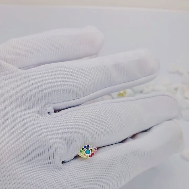 Dainty  Colorful Zircon Evil Eye Studs Earrings