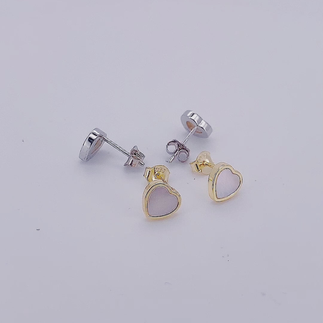Classic Fashion Heart Pearl Shell Charm Stud Earrings