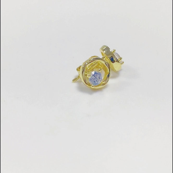 New Fashion Round Single Shiny Cubic Zircon Stud Earrings