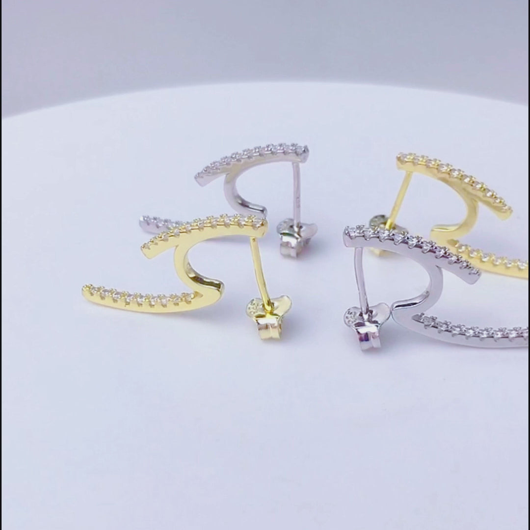 Fashion Cubic Zirconia Lightning Bolt Stud Earrings