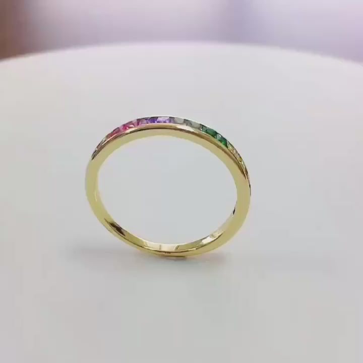 Channel Setting White Zirconia Band Rings Jewelry