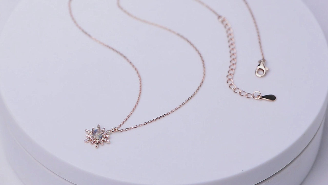 Fine Jewelry Jewelry Sun Flower Opal Charm Necklace