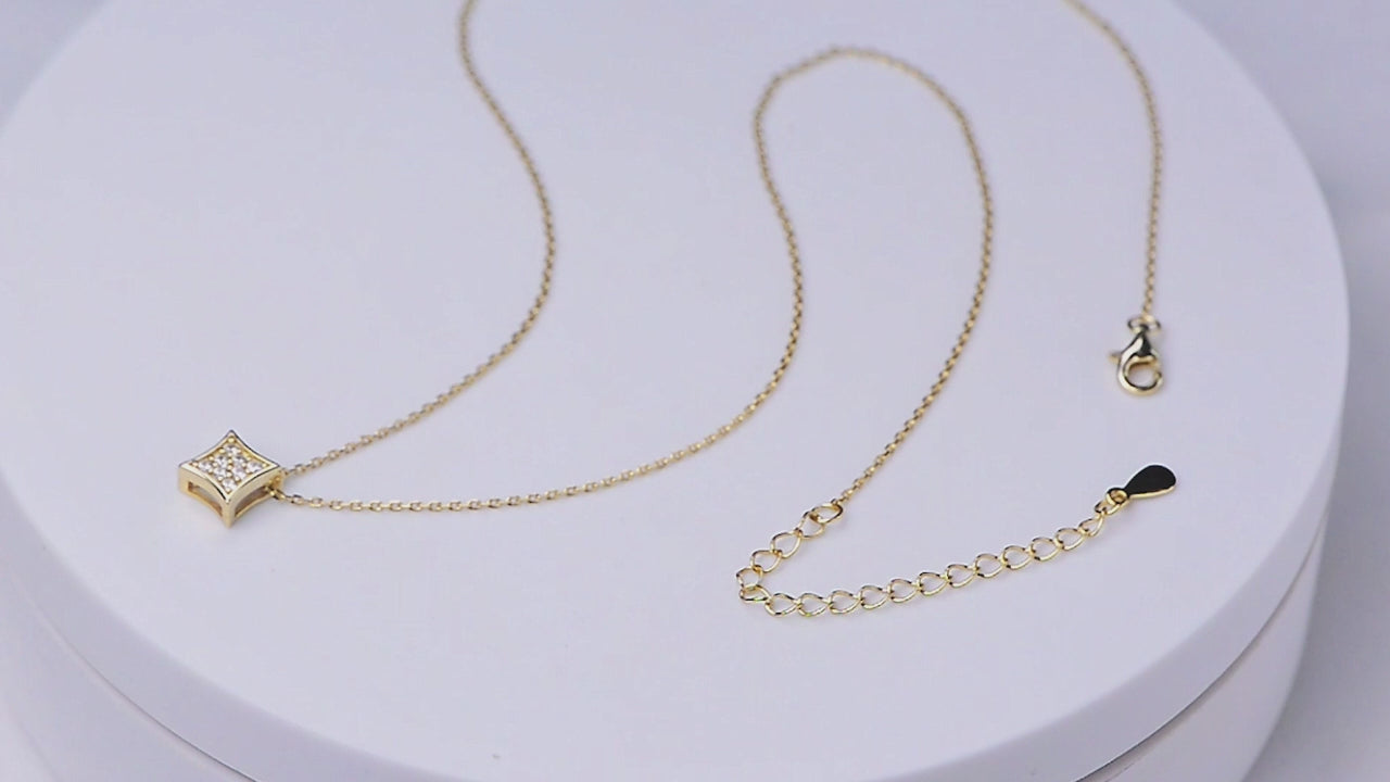 Fashion Jewelry Lobster Clasp White CZ Geometric Pendant Necklace
