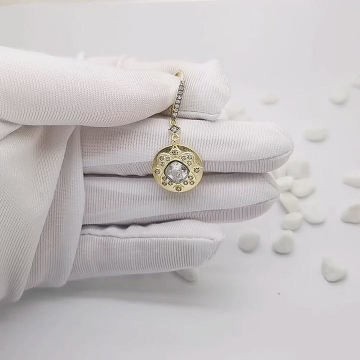 Gold Black Plated Vintage Leopard Round Lever back Drop Religious Earring