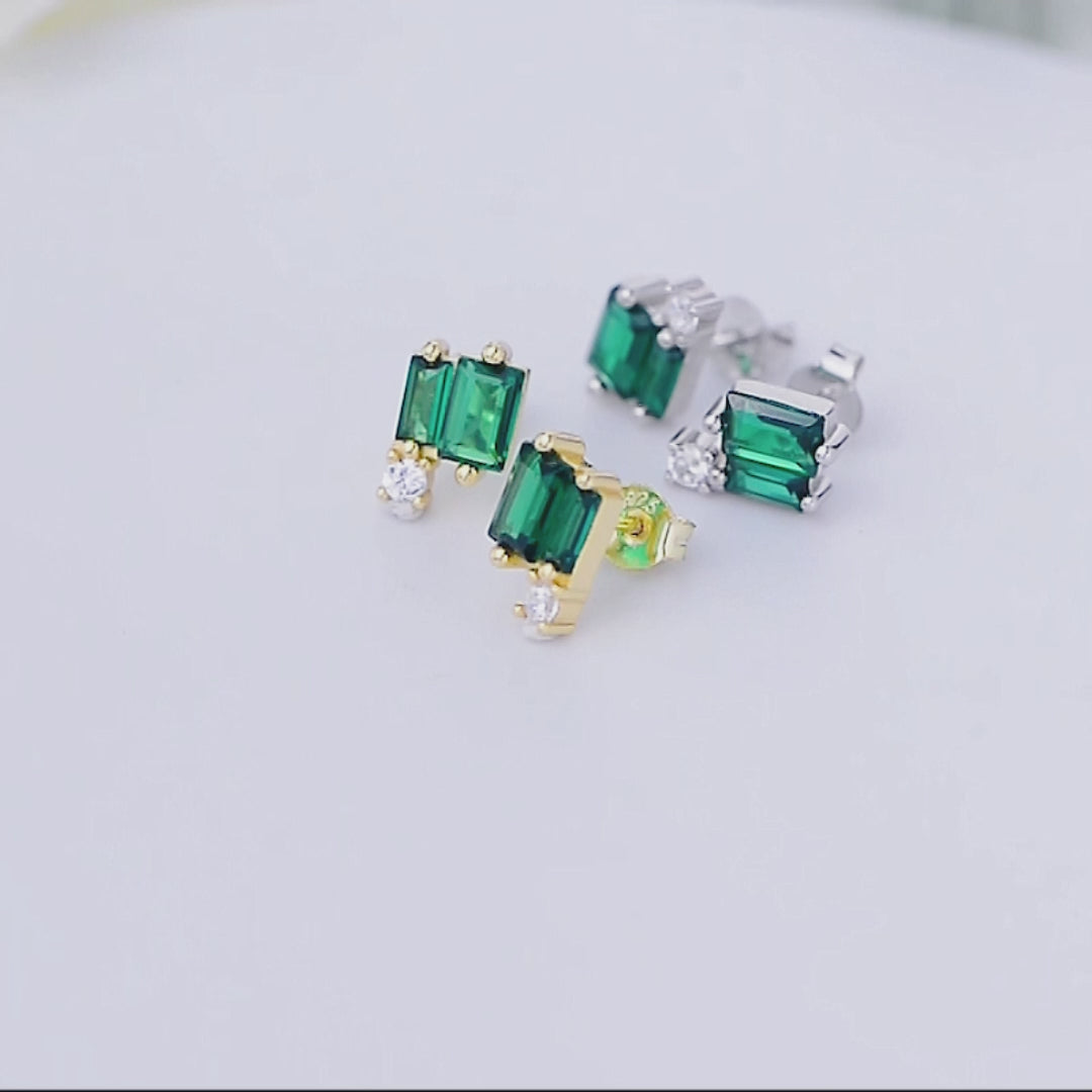 Luxury Unique  Classic Emerald Zirconia Stud Earrings