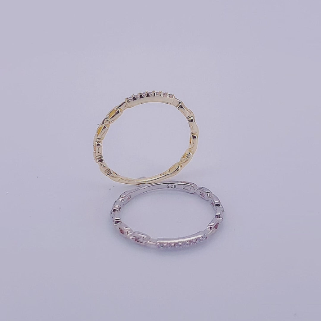 Exquisite Diamond Chain Ring Gold Plated CZ Zircon Ring