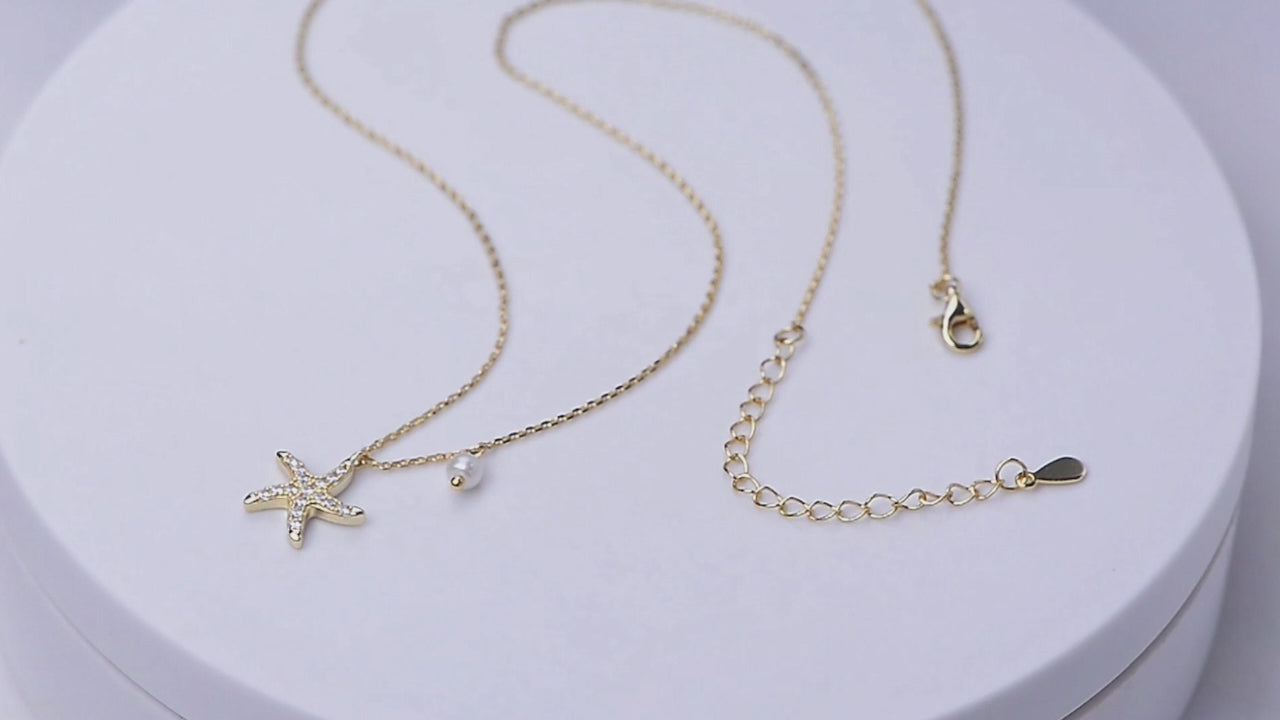 Personality Pendant Summer Starfish Fresh Water Pearl Necklace