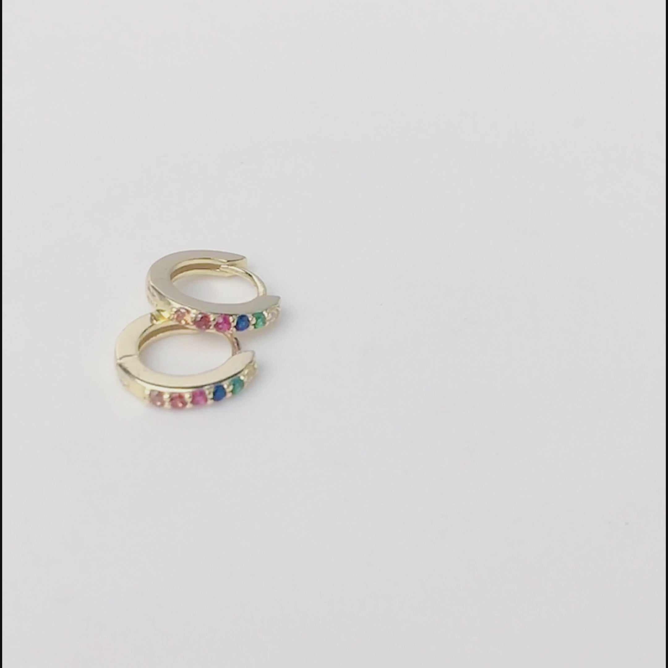 Rainbow Colorful Zircon Hoop Huggie Earrings