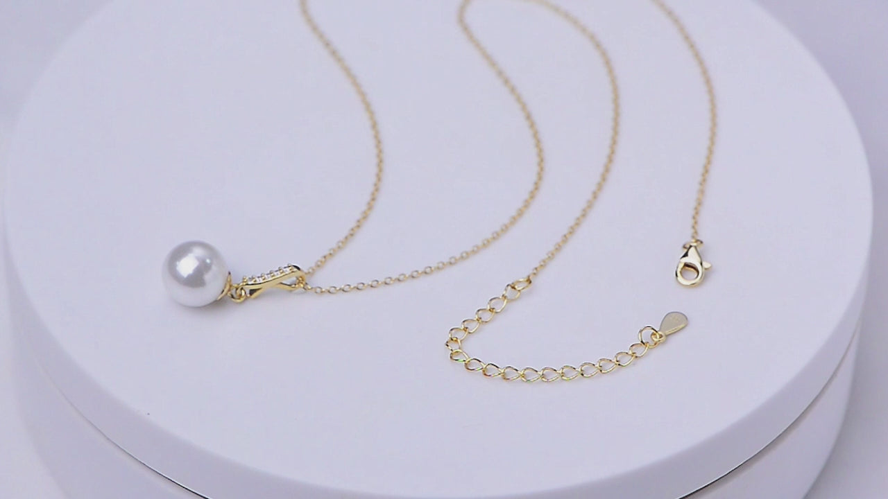 Elegant Cubic Zirconia Trendy Pearl Pendant Necklace