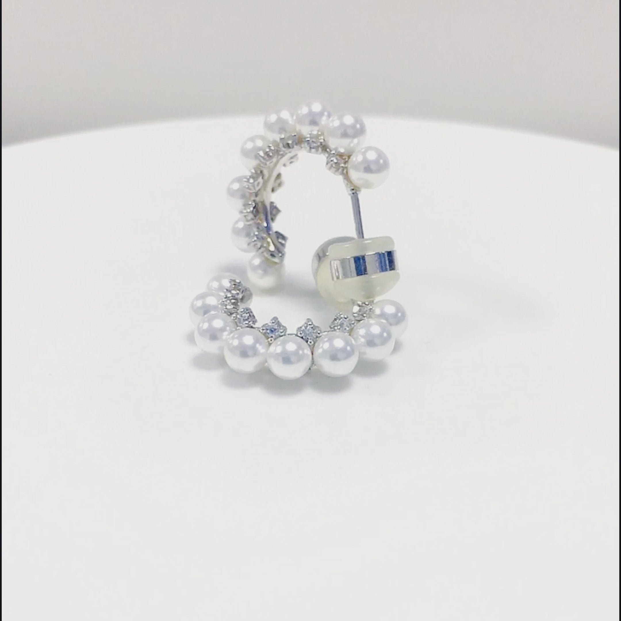 Fashion  Gold Plated CZ Pearl Stud Earrings