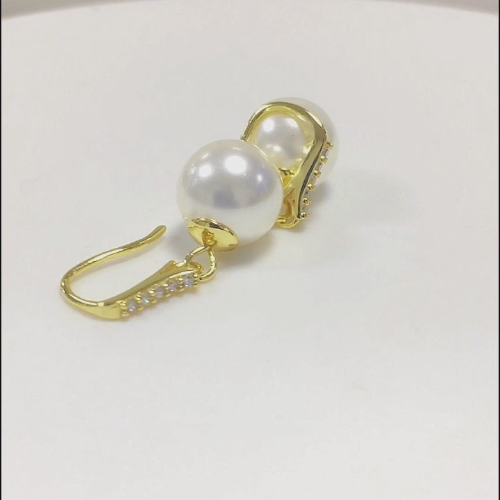 Ins Trendy Classic Drop Earrings Simple Zircon Pearl Hook Earrings