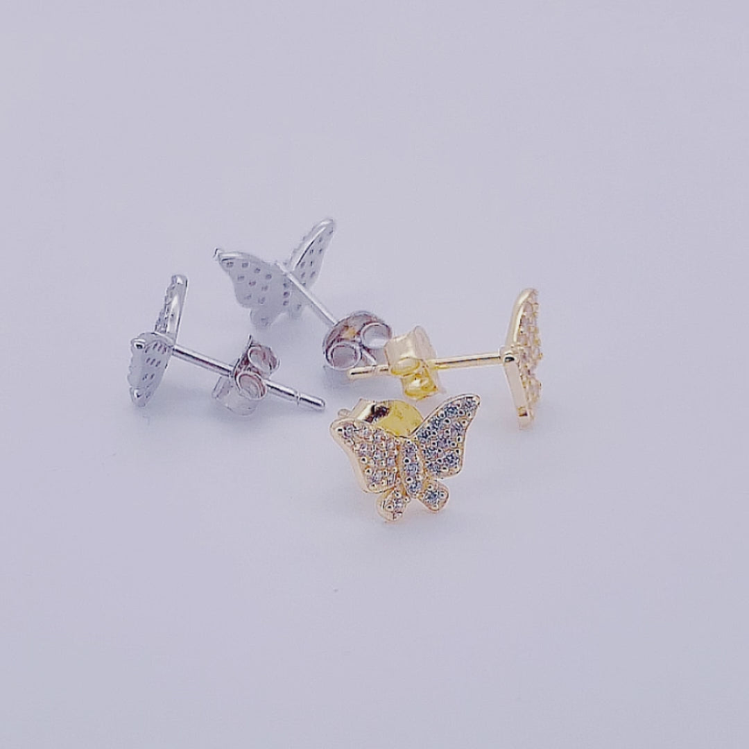 Minimalist Fashion Jewelry Pave CZ Butterfly Stud Earrings