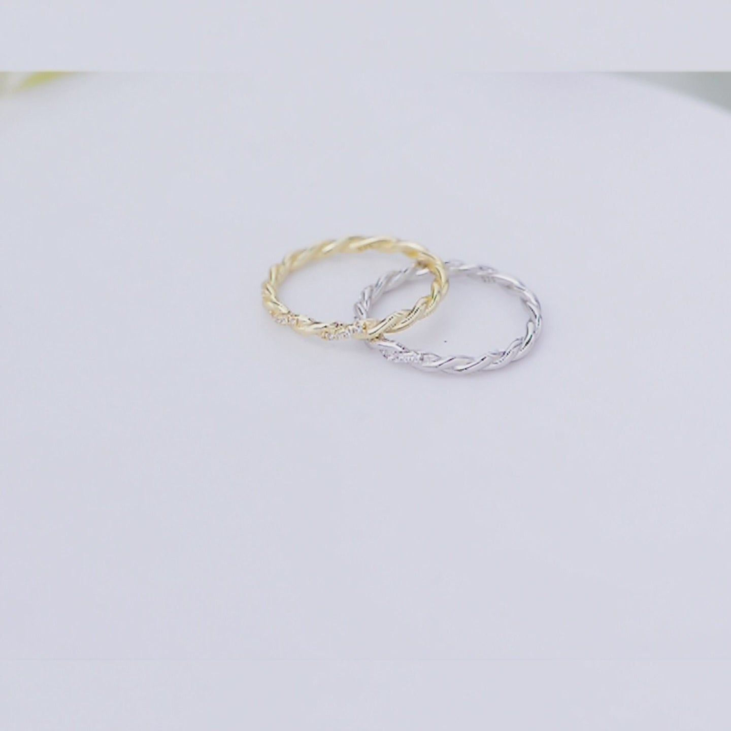 Pave CZ Twist Band Mini Stack Wedding Rings Jewelry