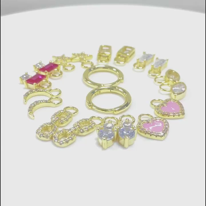 Fashion triple bezel CZ infinity huggies earrings