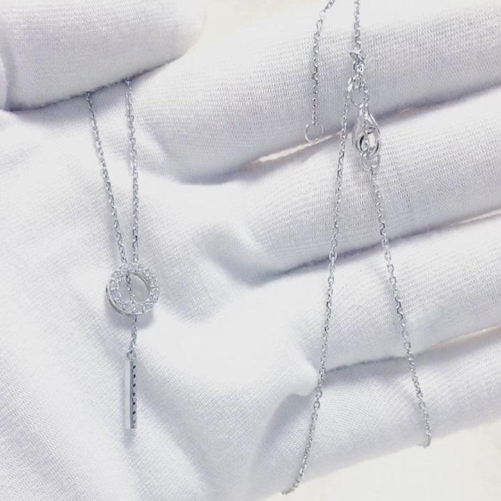 Trendy Circle Vertical Bar Y Lariat Adjustable Necklace