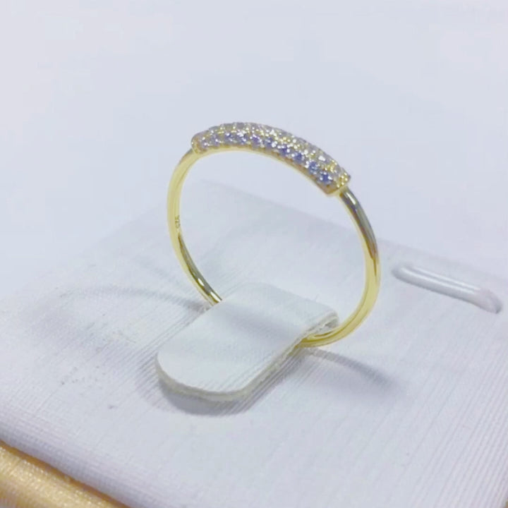 Cubic Zirconia Pave Broken Diamonds Dainty Stackable Engagement Ring