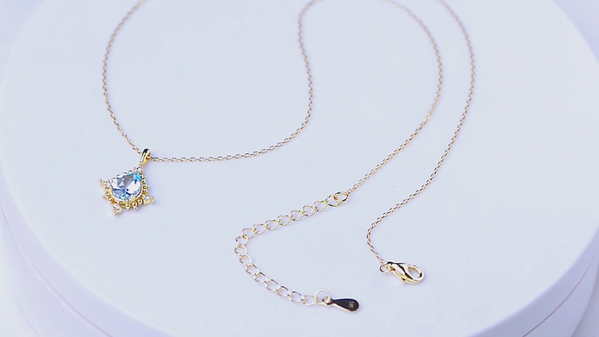 Birthstone Jewelry  CZ Blue Topaz Pendant Necklace