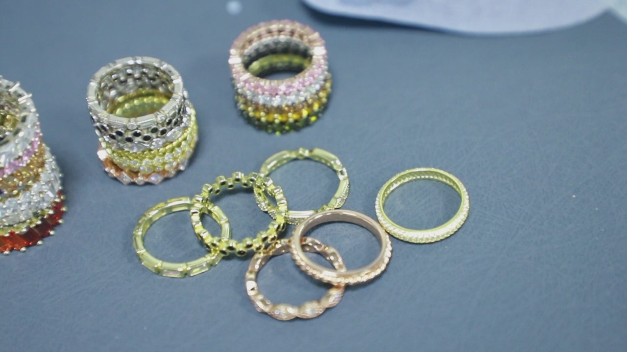 Double Ring Eternity Rings Gold Plated Clear CZ Diamond Ring