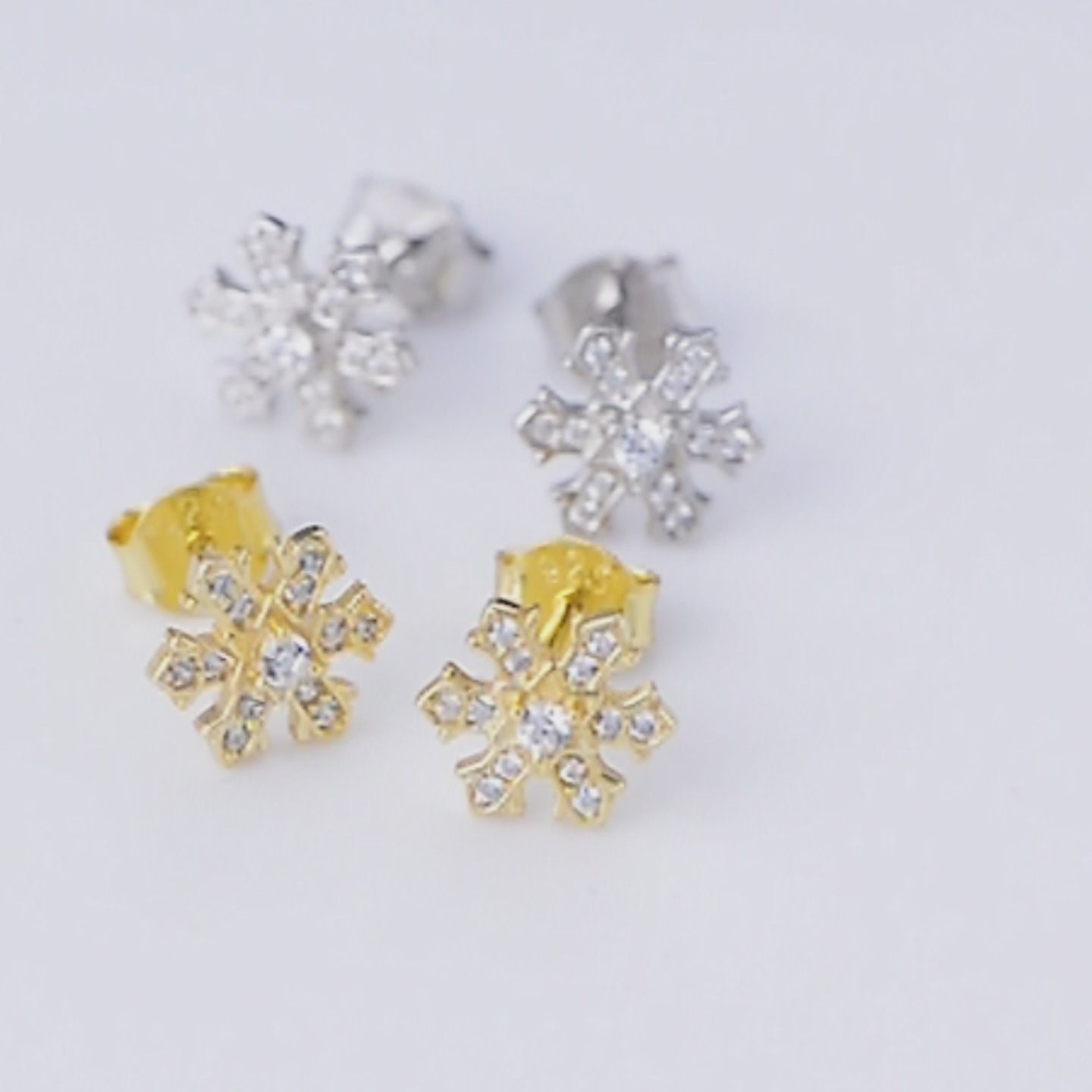 Jewelry Fashion Pave Diamond CZ Snowflake Stud Earrings