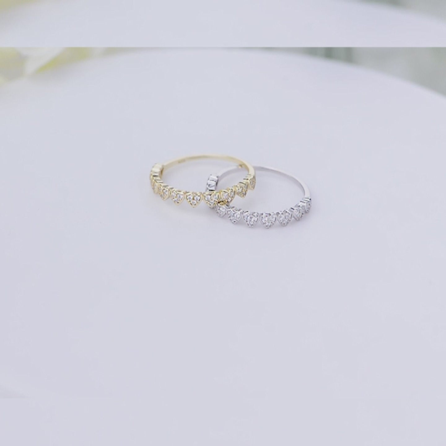 Luxury Minimalist Clear Zirconia Eternity Heart Shaped Rings