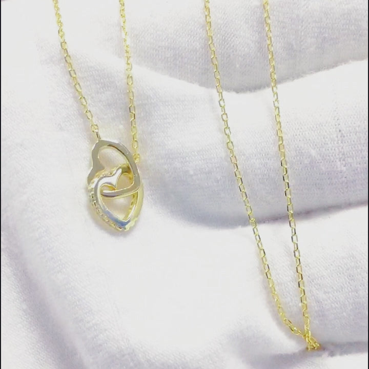 Couple Double Heart Pendant Necklace