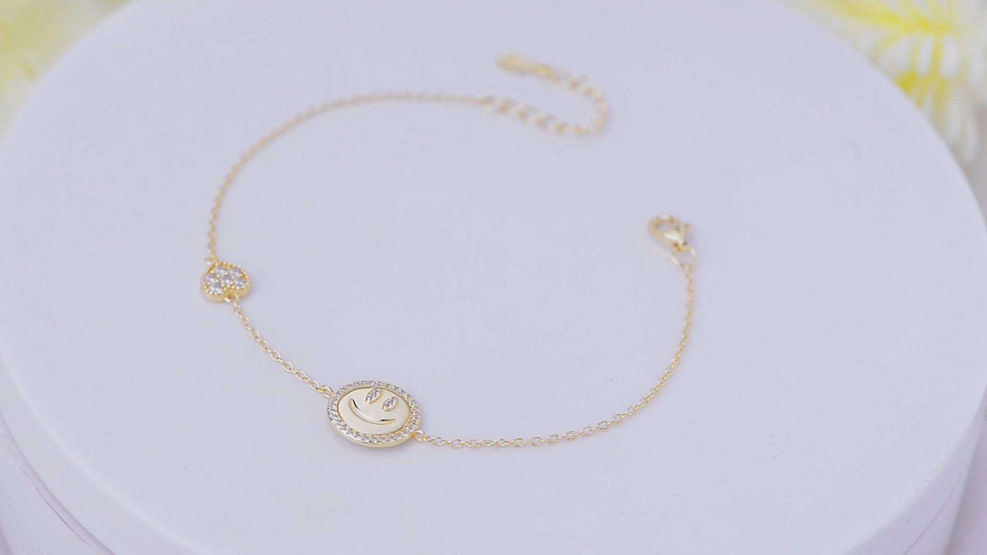 Gold Plated Jewelry Zirconia Heart Charm Smile Bracelet