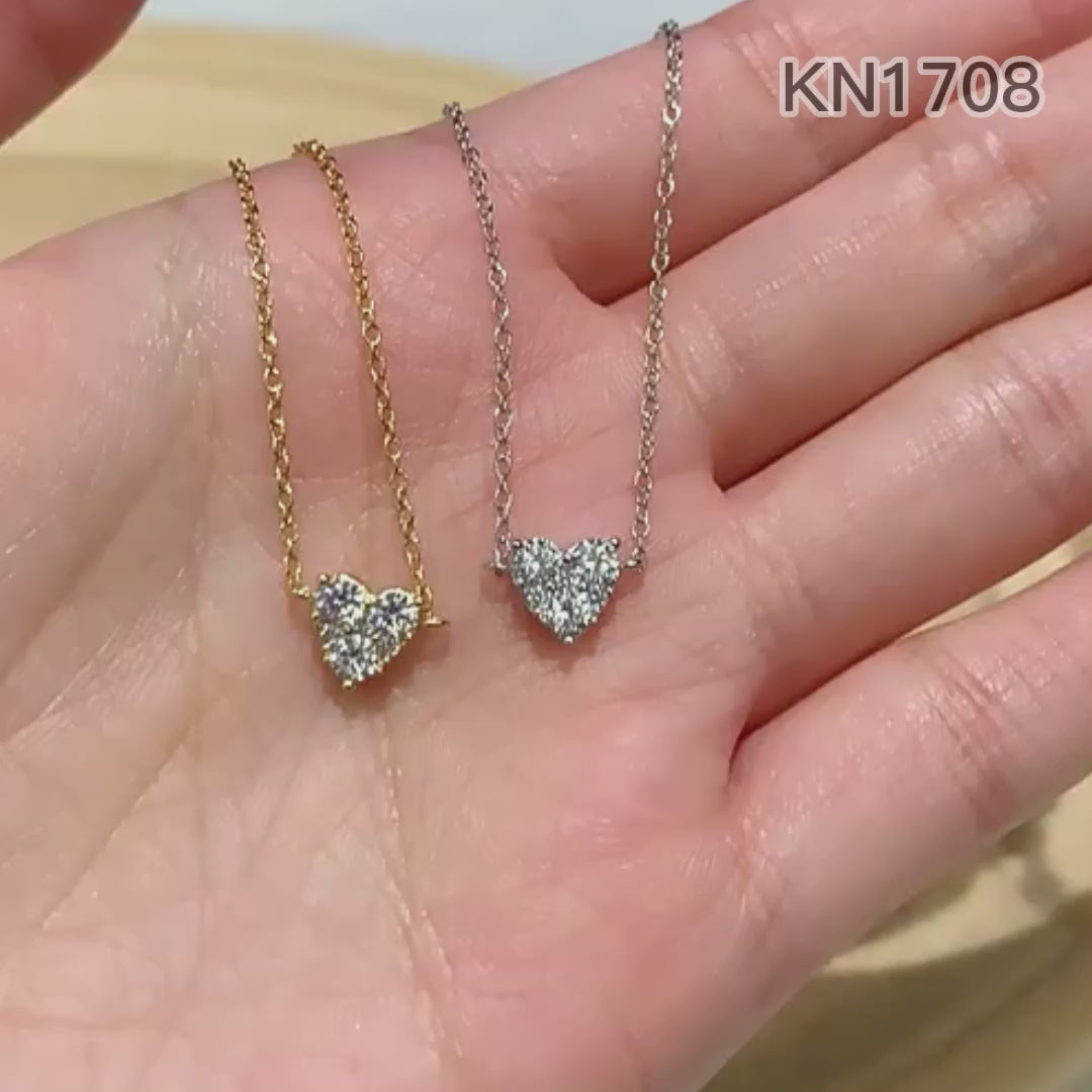 Fashion Micro Pave Zircon 925 Sterling Silver Heart Necklace Jewelry