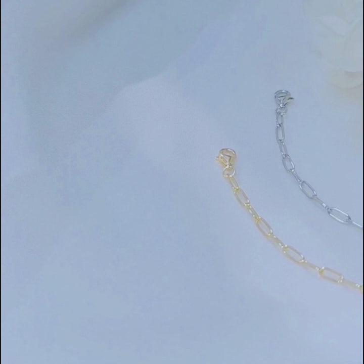 Trendy  T-Bar Emerald CZ Paper Clip Link Chain Bracelet