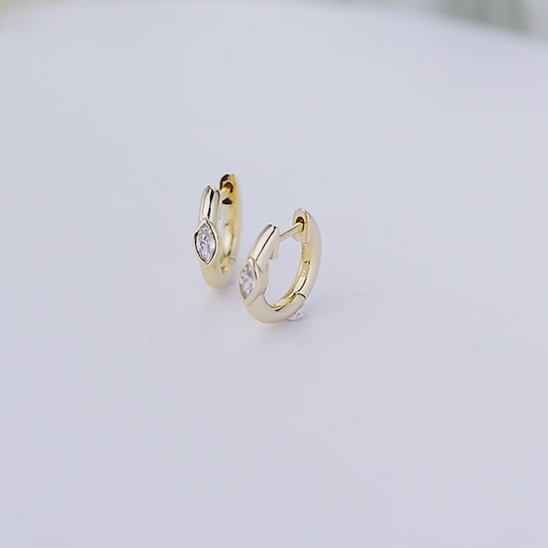 Marquise Zirconia Huggie Earrings