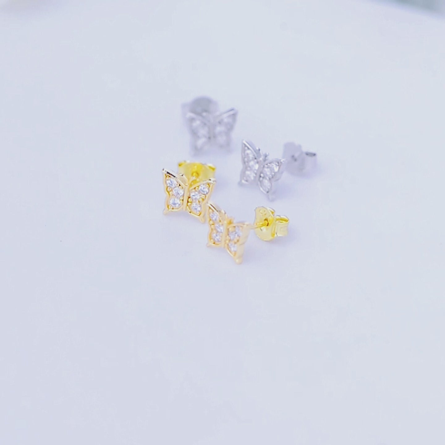 Fashion Jewelry Cubic Zirconia Butterfly Stud Earrings