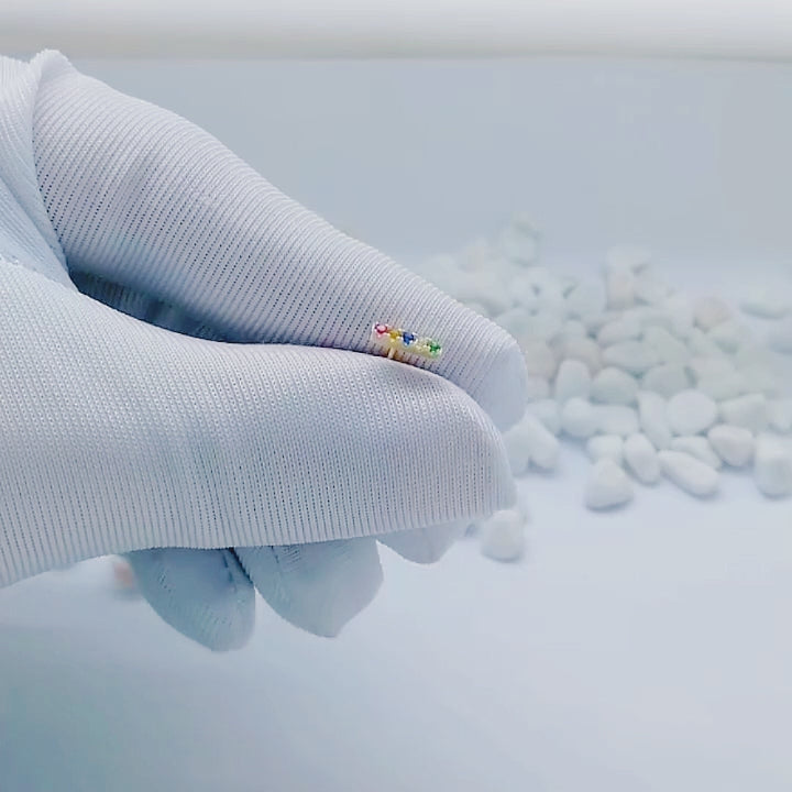 Color Cubic Zirconia Tiny Bar Earrings