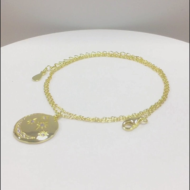 Zircon Star Moon Coin Pendant Necklace Jewelry