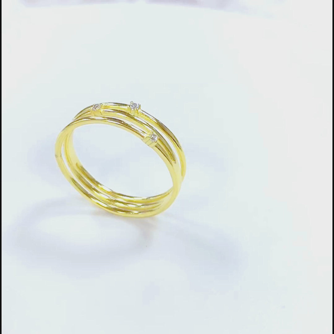 Fine Jewellery Triple Ring Set Women Round White CZ Rings