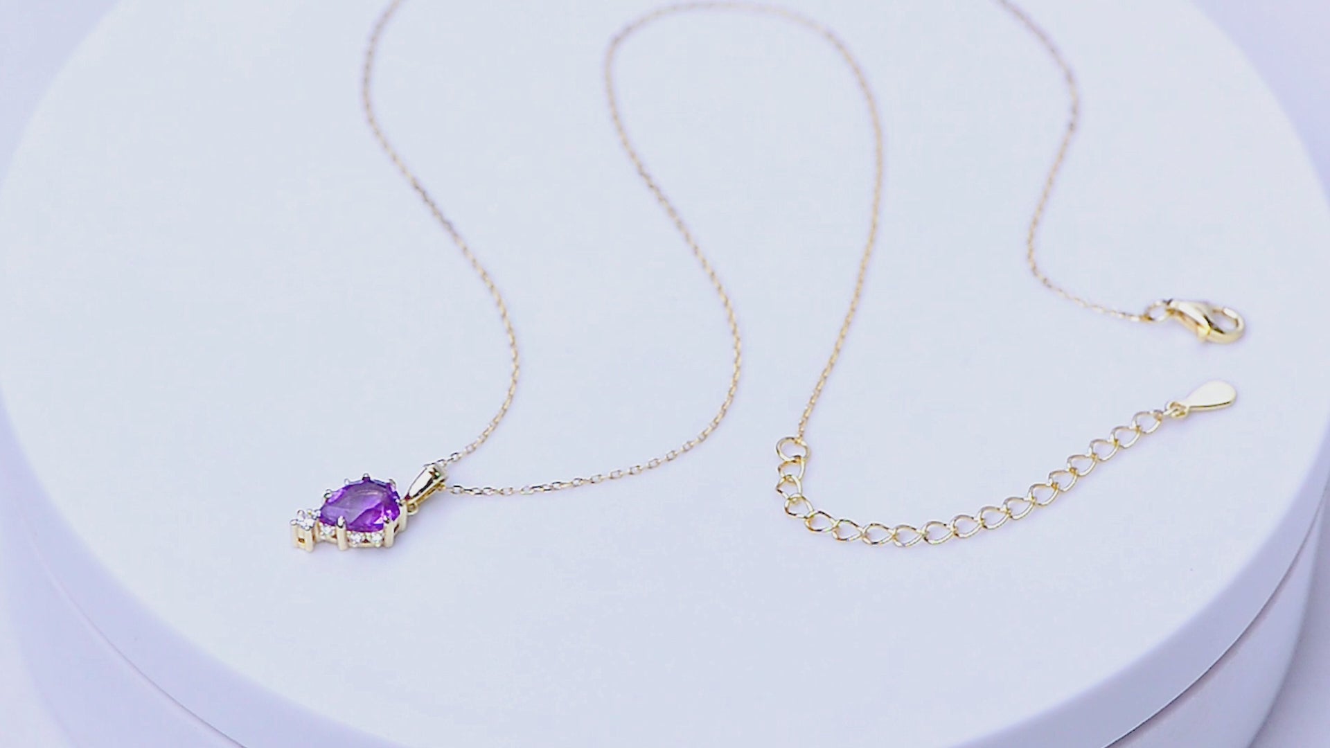 Elegant Geometric Birthstone Pear Cut Amethyst Necklace