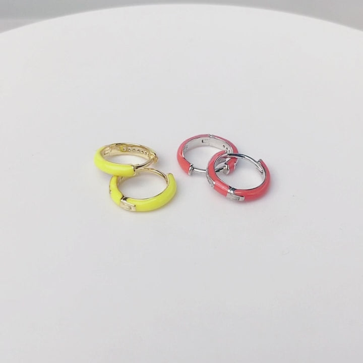 Trendy Jewelry Cubic Zirconia Enamel Huggie Earrings