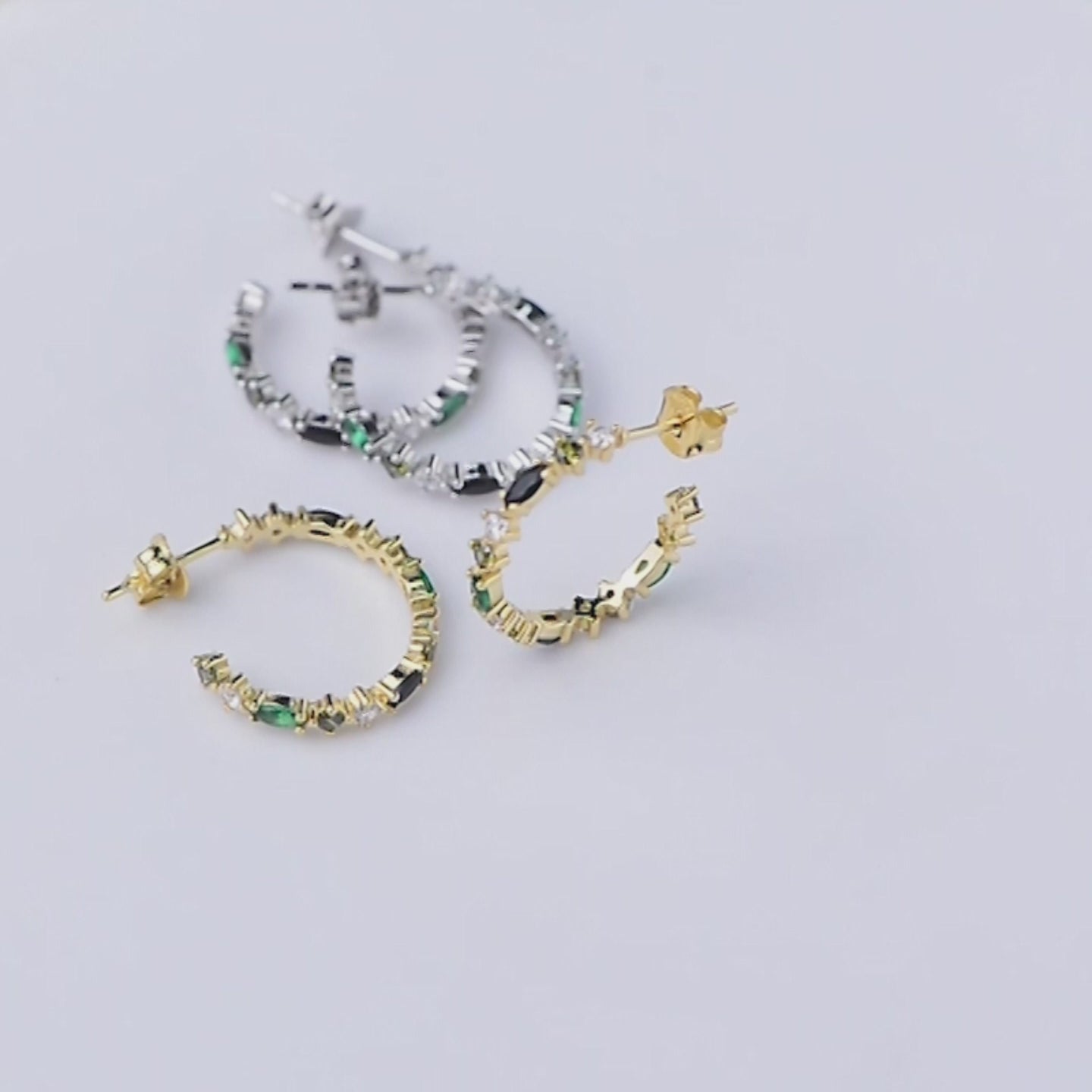 Fashion Full Setting Multicolor Cubic Zirconia Cuff Earrings