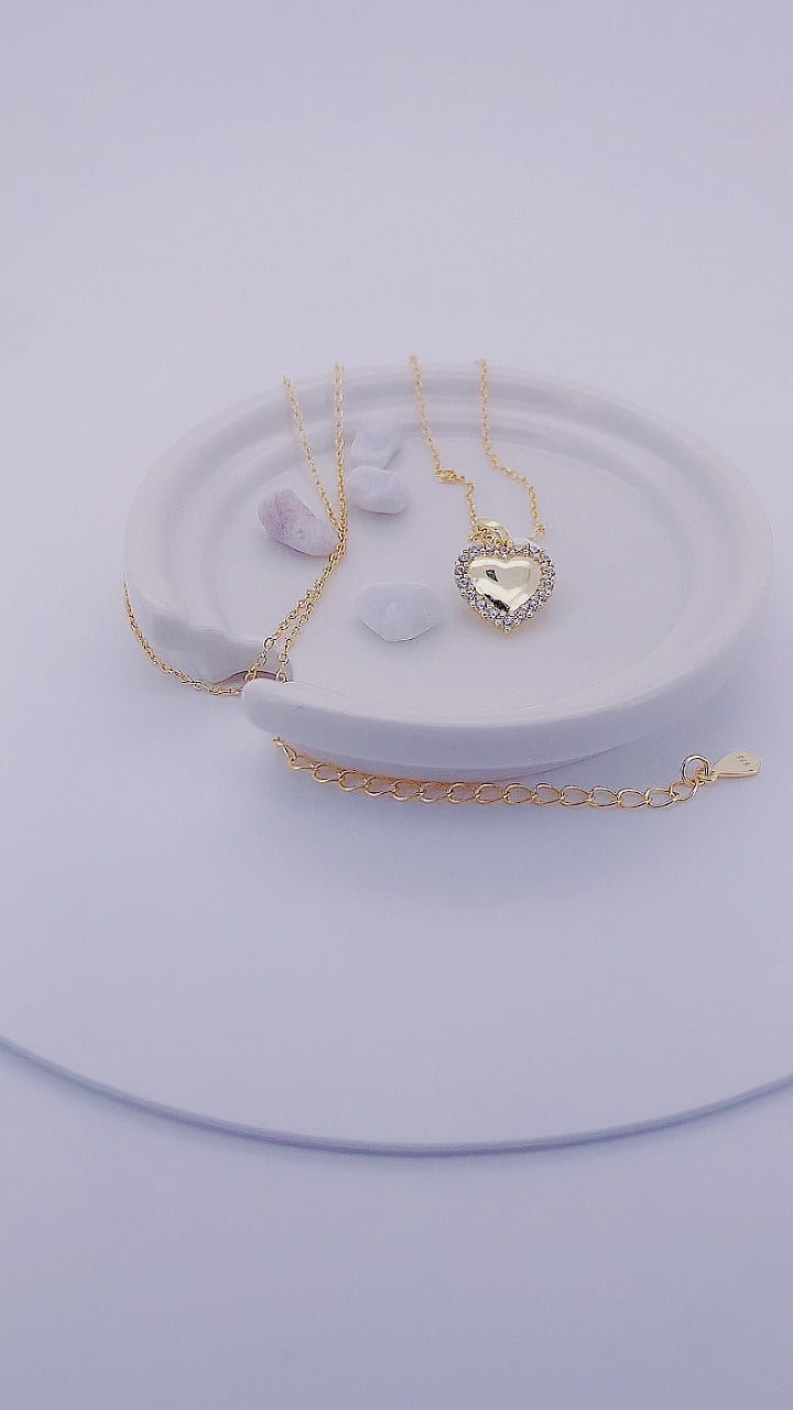 Romantic Fashion Jewelry Heart CZ Halo Necklace