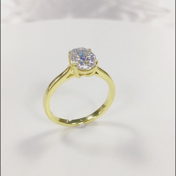 Wedding and Engagement Oval Diamond White Gold Plated Women Ring
