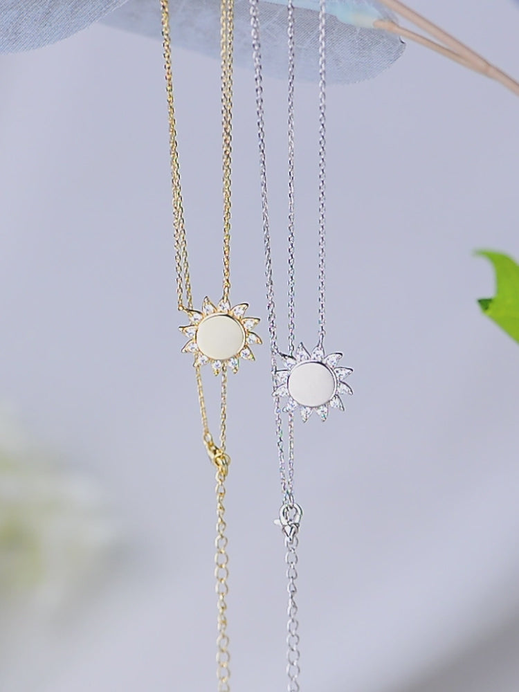 Cubic Zirconia Sun Double Layer Necklace