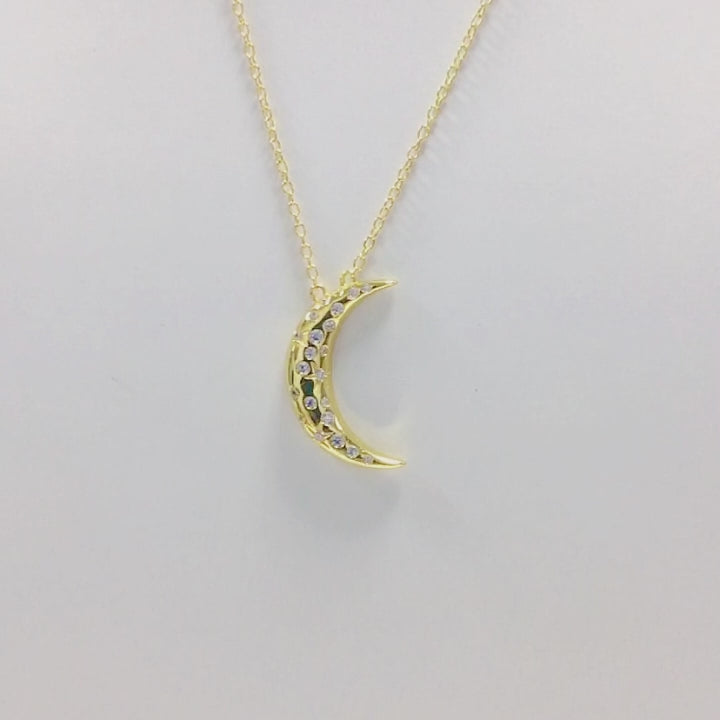 Setting Zircon Star Moon Pendant Necklace