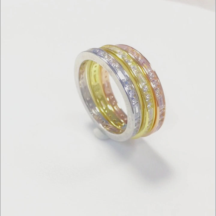 Eternity Band Rectangle CZ Wedding Ring For Women