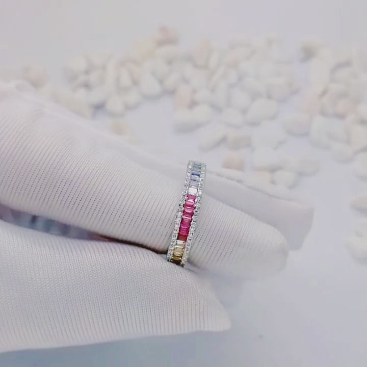 Women Ruby Setting Color Cubic Zirconia Band Ring