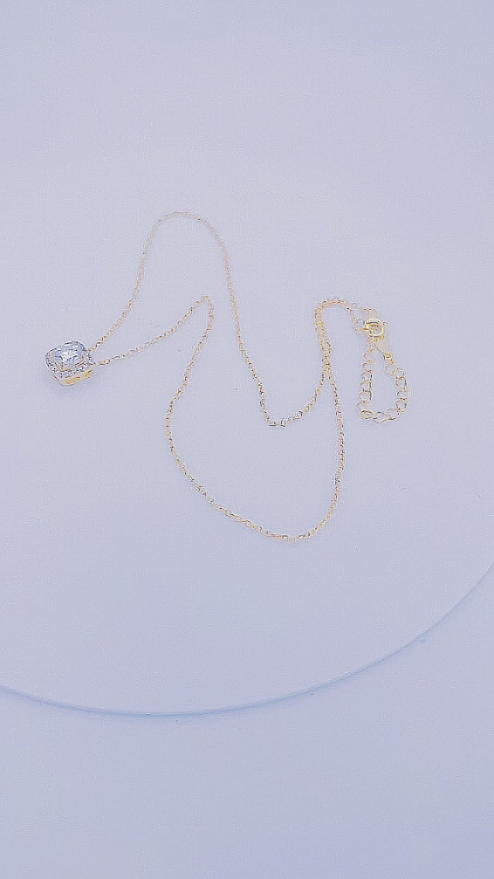 Gold Plated Square Zircon Diamond Pendant Necklace