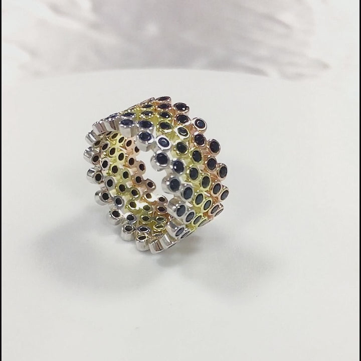 Bezel Setting Black Zircon Spinel Eternity Band Ring