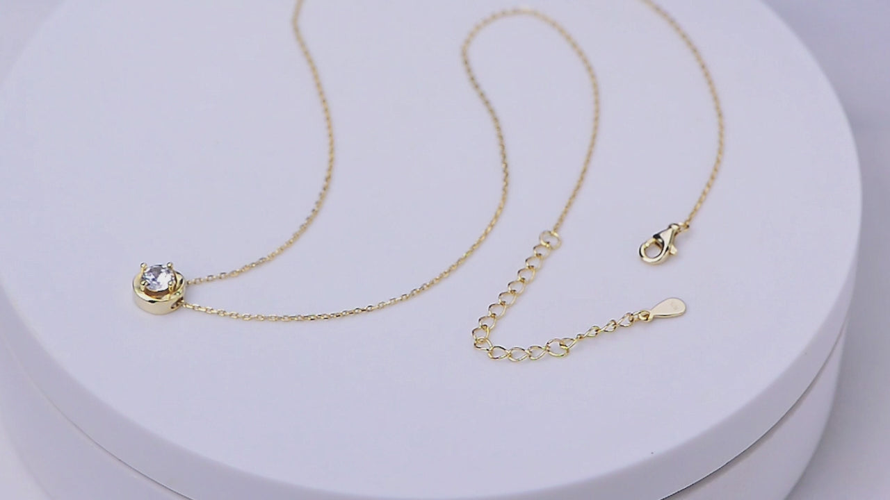 Prong Setting Solitaire Round CZ Zircon Necklace Fine Jewellery