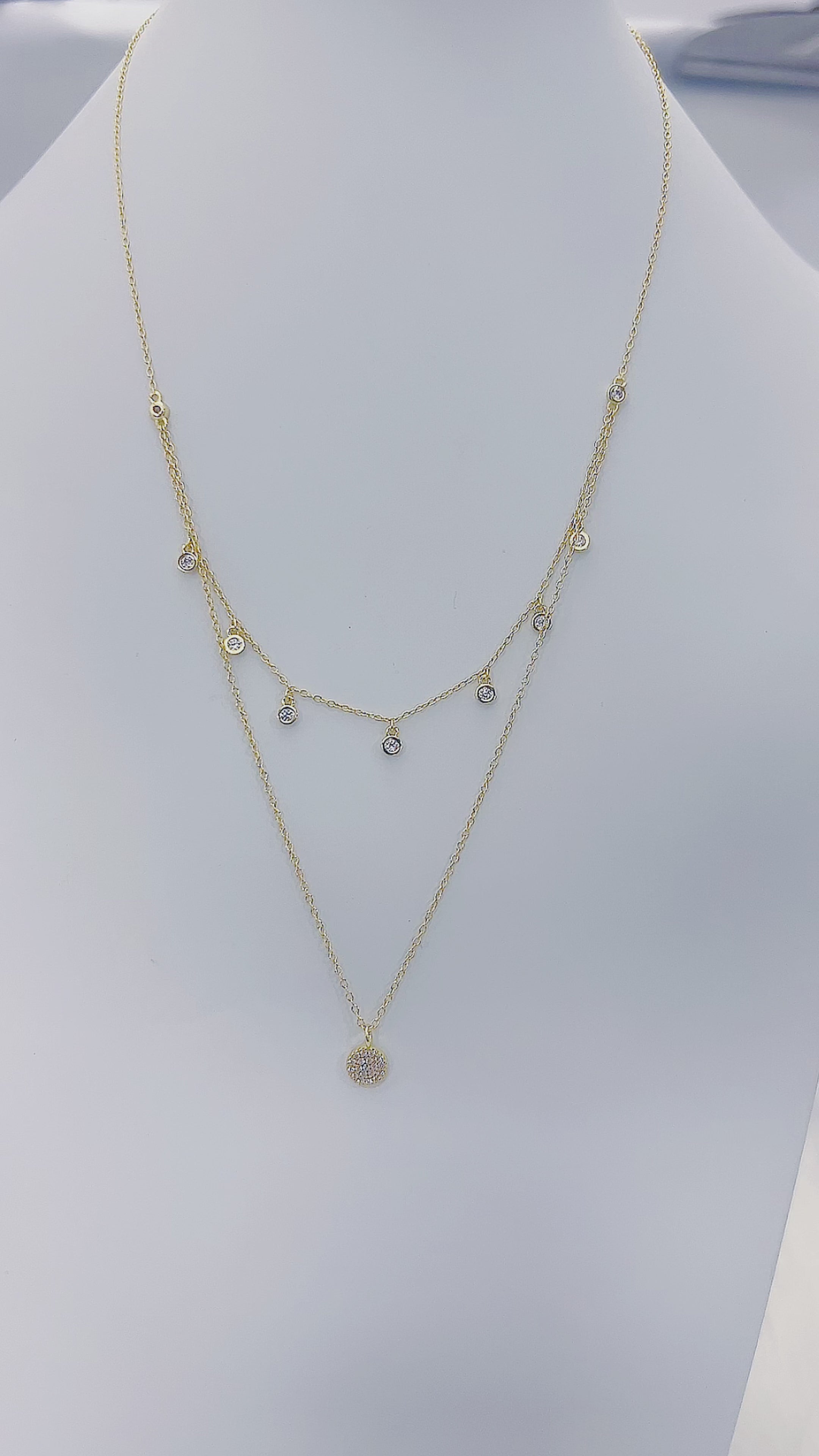 Round Charms Choker 925 Silver Gold Plated Layering Necklace