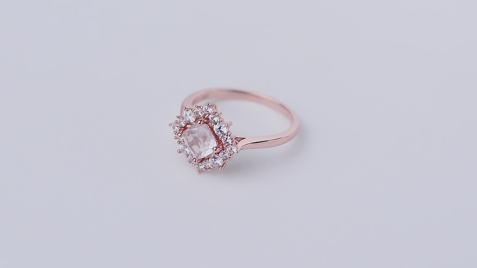 Fashion Engagement Wedding Natural Pink Crystal Gemstone Ring Jewelry